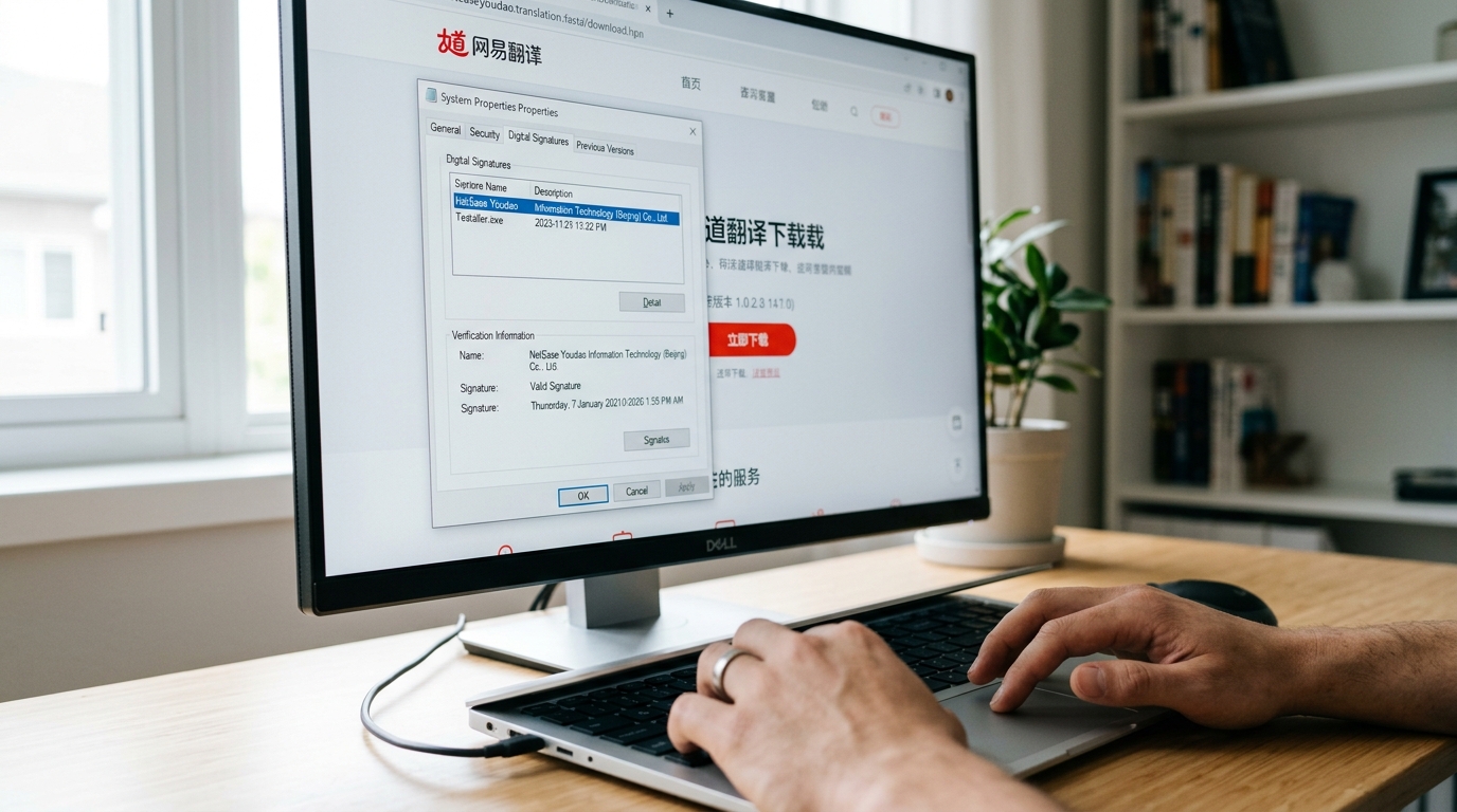 有道翻译电脑版官网下载与数字签名核对步骤
