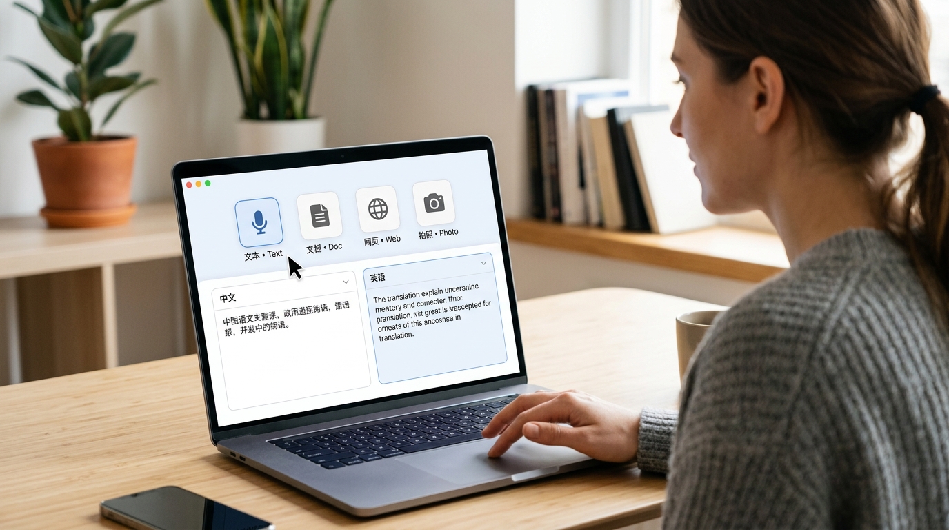 有道翻译核心功能入口操作界面
