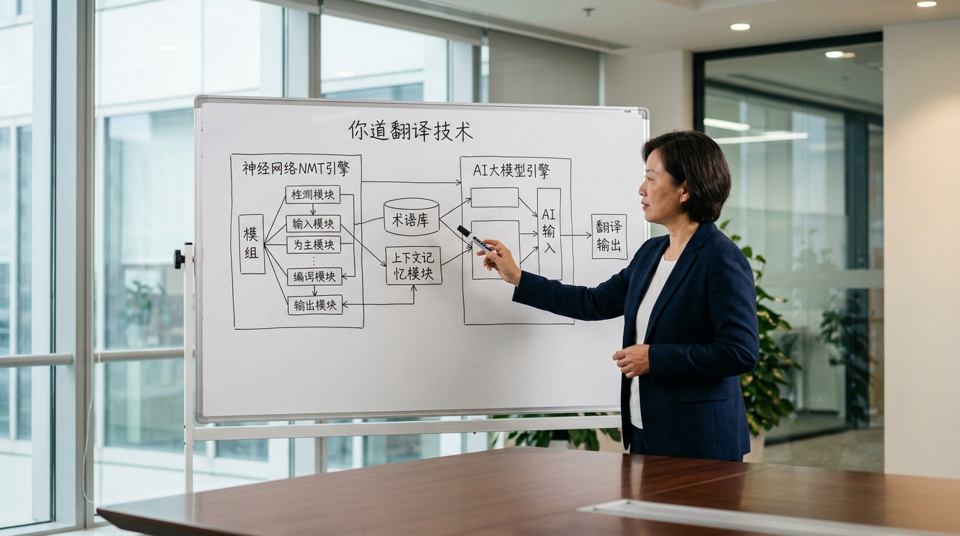 有道翻译神经网络和AI大模型工作原理示意图